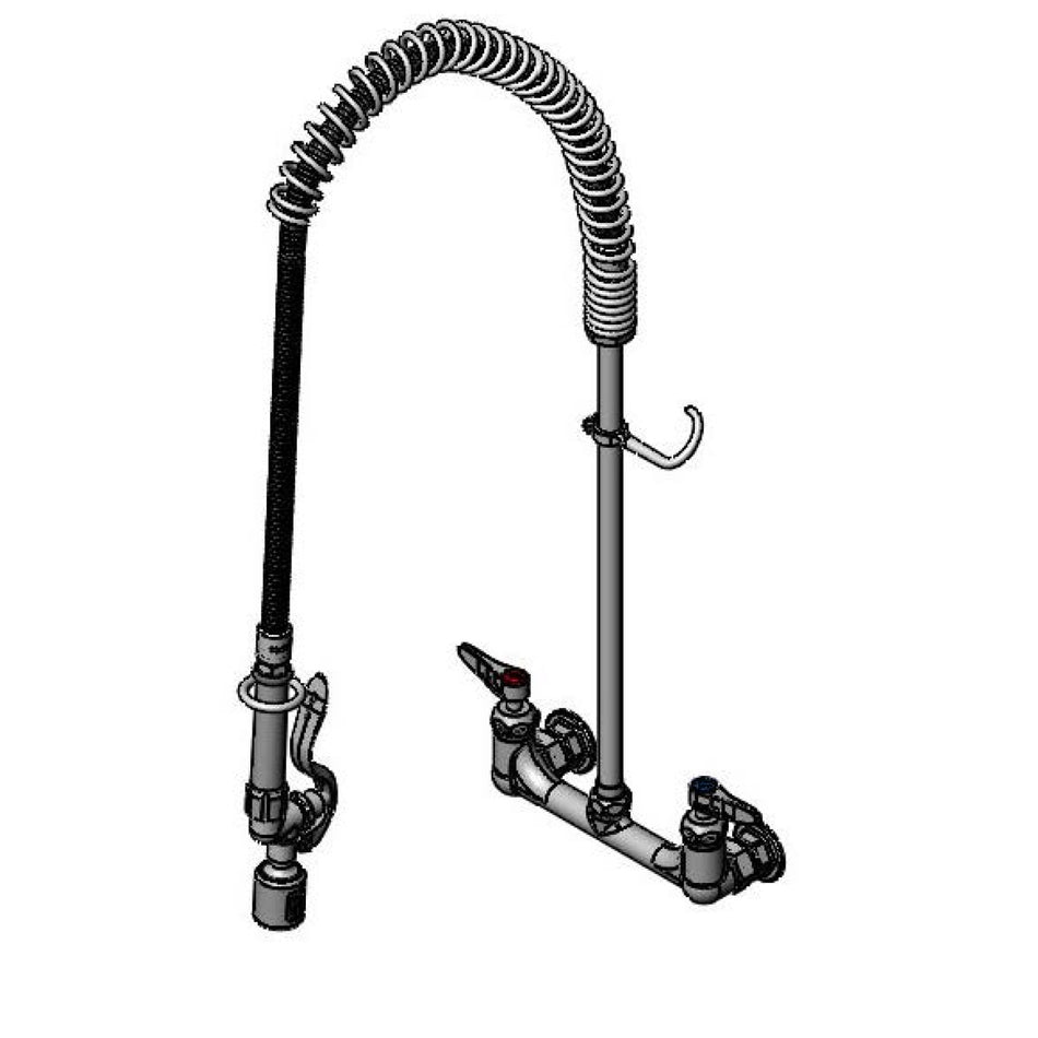 EasyInstall Pre-Rinse, 8" Wall Mount Faucet, Cerama Cartridges, B-0107-J Spray Valve