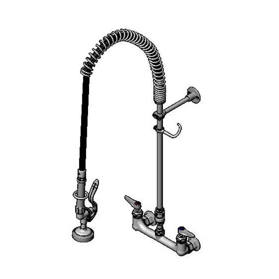 T&S Pre-Rinse, 8"c/c Wall Mount, Vacuum Breaker, B-0230-K, B-0107, 44" Flex Hose, Ceramas
