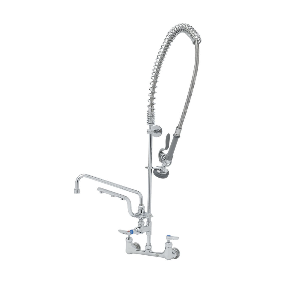 T&S ULTRARINSE PRU w/ 8" Wall Mount Mixing Faucet, Quarter-Turn Cerama Cartridges w/ Check Valves, Levers, Add-On Faucet w/ 12" Swing Nozzle, 10" 1.5 GPM Sprayer Arm, 1.15 GPM Spray Valve & 1/2" Female NPT Inlets