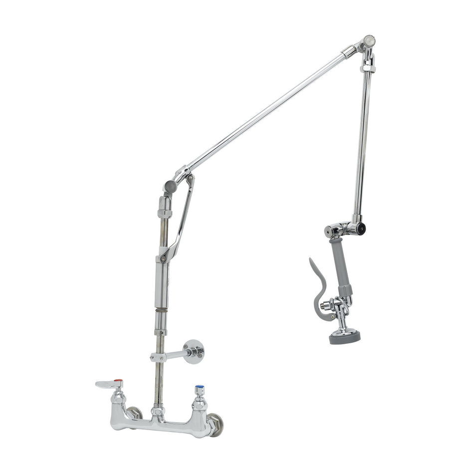 T&S Pre-Rinse, Roto-Flex Design, Wall Mount Base, 8" Centers, Wall Bracket, 40" Overall Height