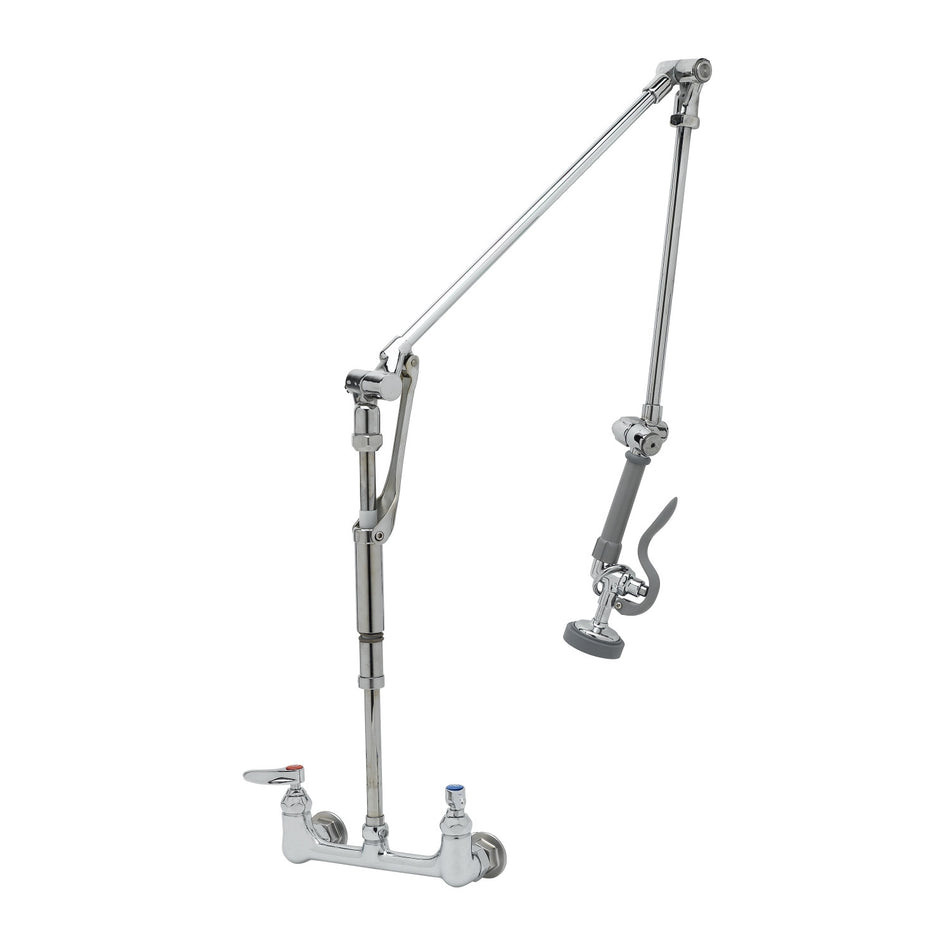 T&S Pre-Rinse, Roto-Flex Design, Wall Mount Base, 8" Centers, 40" Overall Height