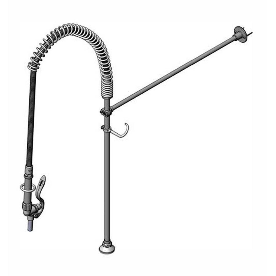 Filler Unit, OH Spring Action, 44" Flex Hose & Filler Valve, 24" Wall Bracket, Deck Flange