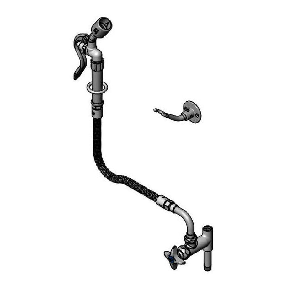 Washdown Hose Unit: Add-On Faucet, 034A, 68" Flex Hose, B-0107-C35 Spray Valve