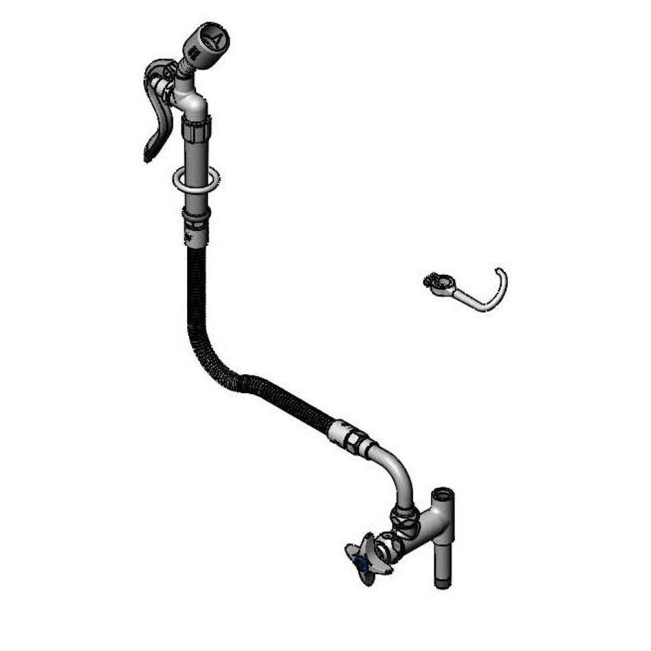 Washdown Hose Unit: Add-On Faucet, 034A, 68" Flex Hose, 0.65 GPM Spray Valve, Finger Hook GGB