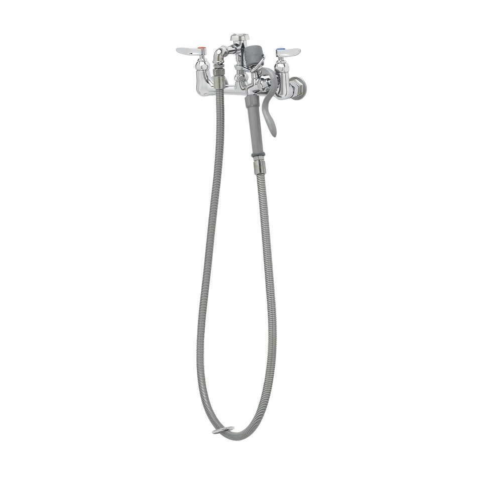 Spray Assembly, 8" Wall Mount Base Faucet, VB Outlet, B-0107-J Spray Valve, B-0068-H Hose