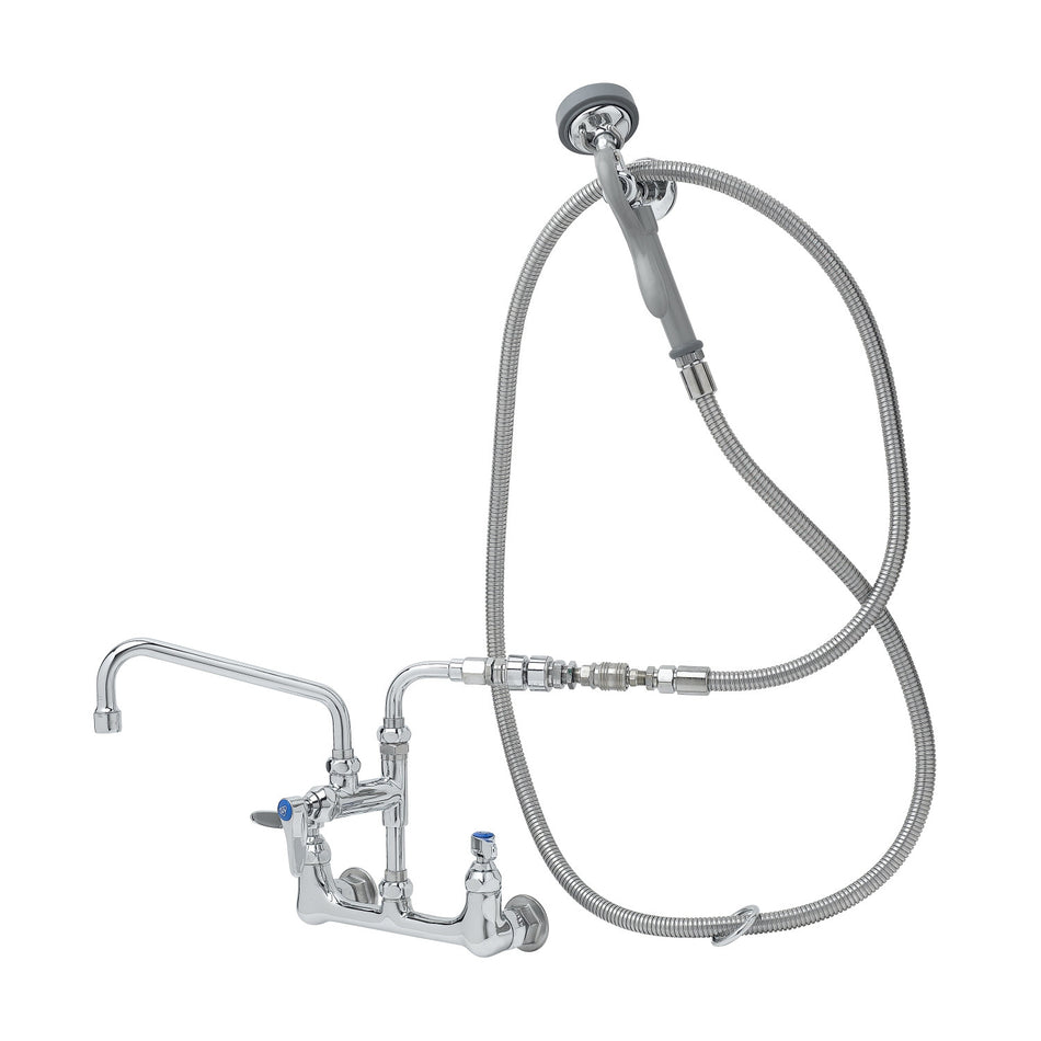 Spray Assembly, Wall Mount Base, 8" Centers, 8" Add-On Faucet, Angled Spray Valve