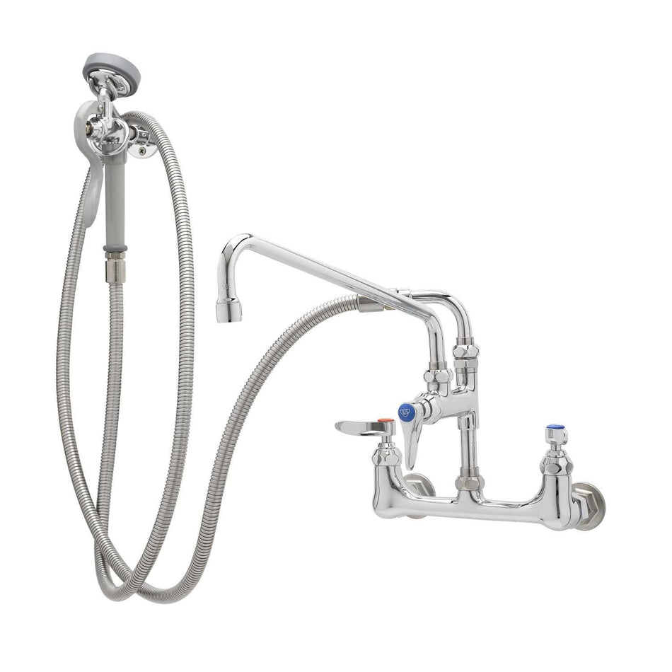 T&S B-0175 12"H Wall Mount Pre Rinse Faucet - 1 3/20 GPM, Base with Nozzle