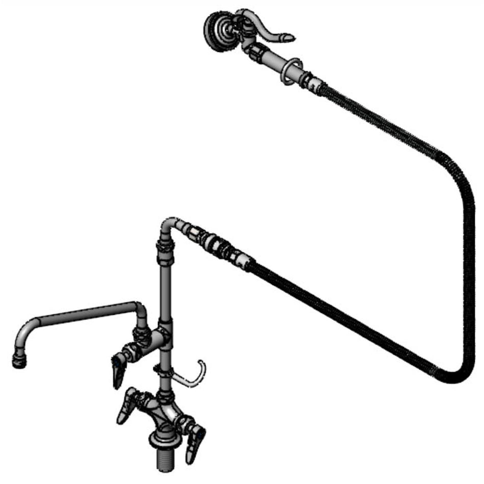 Mixing Faucet, Single Hole Deck Mount, Combination Style, Pot Filler & Angled Sprayer, Extended ADF, 68" Hose & Cerama Cartridges