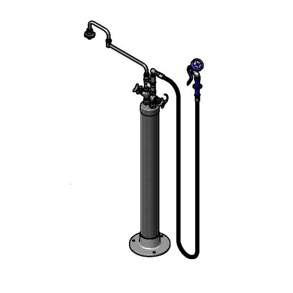 T&S Brass B-0182 Kettle Kaddy - Double Joint Nozzle & 104" Hose