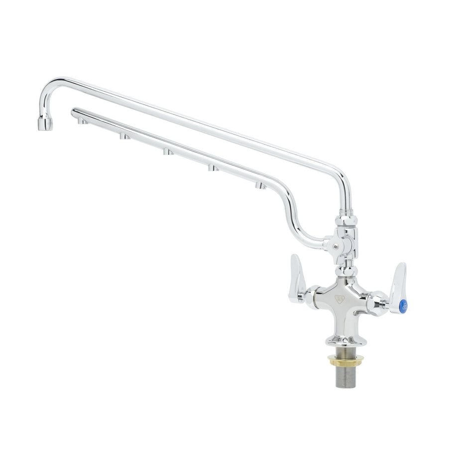 ULTRARINSE Single Hole Deck Mount Mixing Faucet, 18" Swing Nozzle, 16" 1.5 GPM Sprayer Arm, Quarter-Turn Cerama Cartridge w/ Check Valves, Lever Handles & 18" SS Flexible Inlets