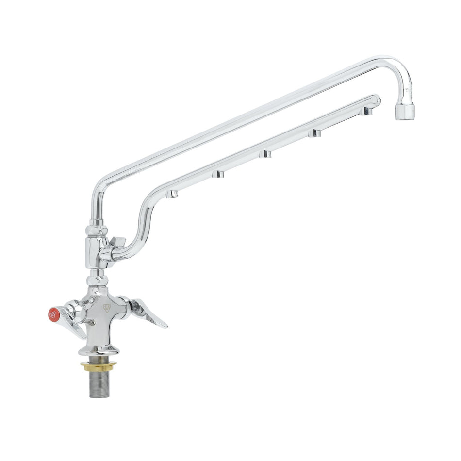 ULTRARINSE Single Hole Deck Mount Mixing Faucet, 18" Swing Nozzle, 16" 1.5 GPM Sprayer Arm, Quarter-Turn Eterna Cartridge w/ Spring Check, Lever Handles & 18" SS Flexible Inlets