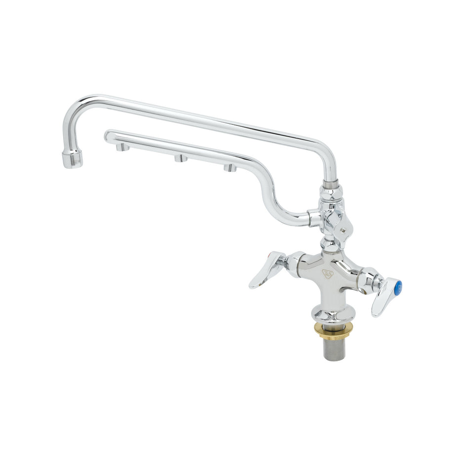 ULTRARINSE Single Hole Deck Mount Mixing Faucet, 12" Swing Nozzle, 10" 1.5 GPM Sprayer Arm, Quarter-Turn Eterna Cartridge w/ Spring Check, Lever Handles & 18" SS Flexible Inlets