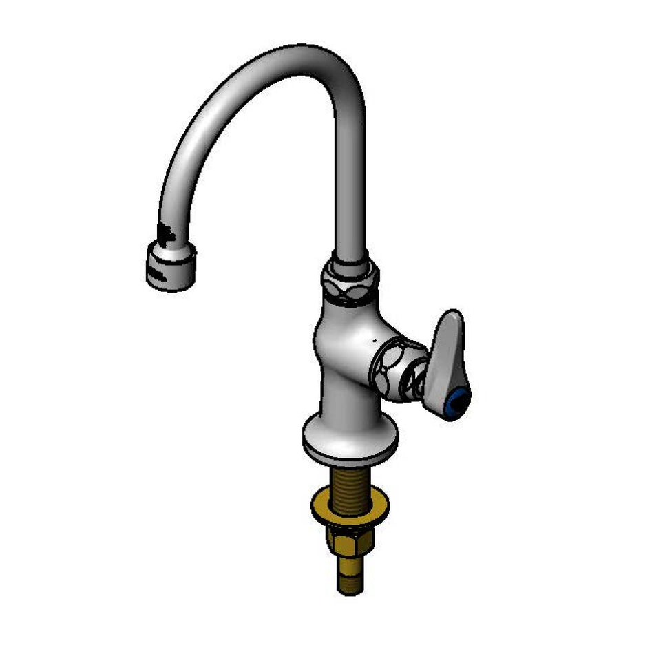 Single Temp Faucet, Single Hole Deck Mount, Short Gooseneck, 0.5gpm Non-Aerated Outlet, and Lever Handle