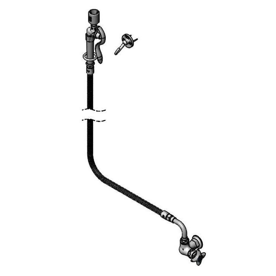 Single Pantry Faucet, Wall Mount, Eterna, 4-Arm Handle, B-0107-C & 120" Flex SS Hose