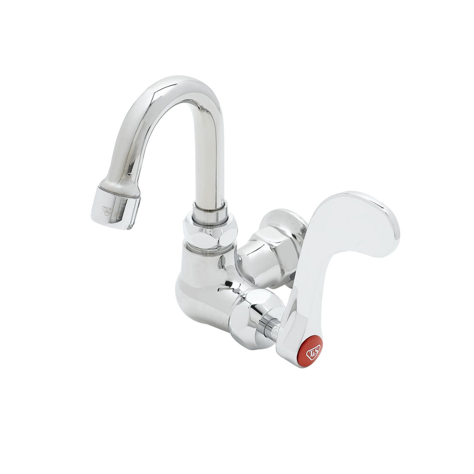 Single Pantry Faucet, Wall Mount, Cerama, 4" Wrist-Action Handle, Swivel Gooseneck