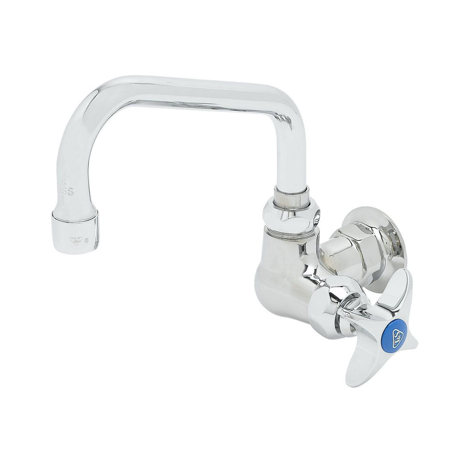 Single Temp Faucet, Wall Mount, 6" Swing Nozzle, 0.5 GPM Non-Aerated Outlet, 4-Arm Handle