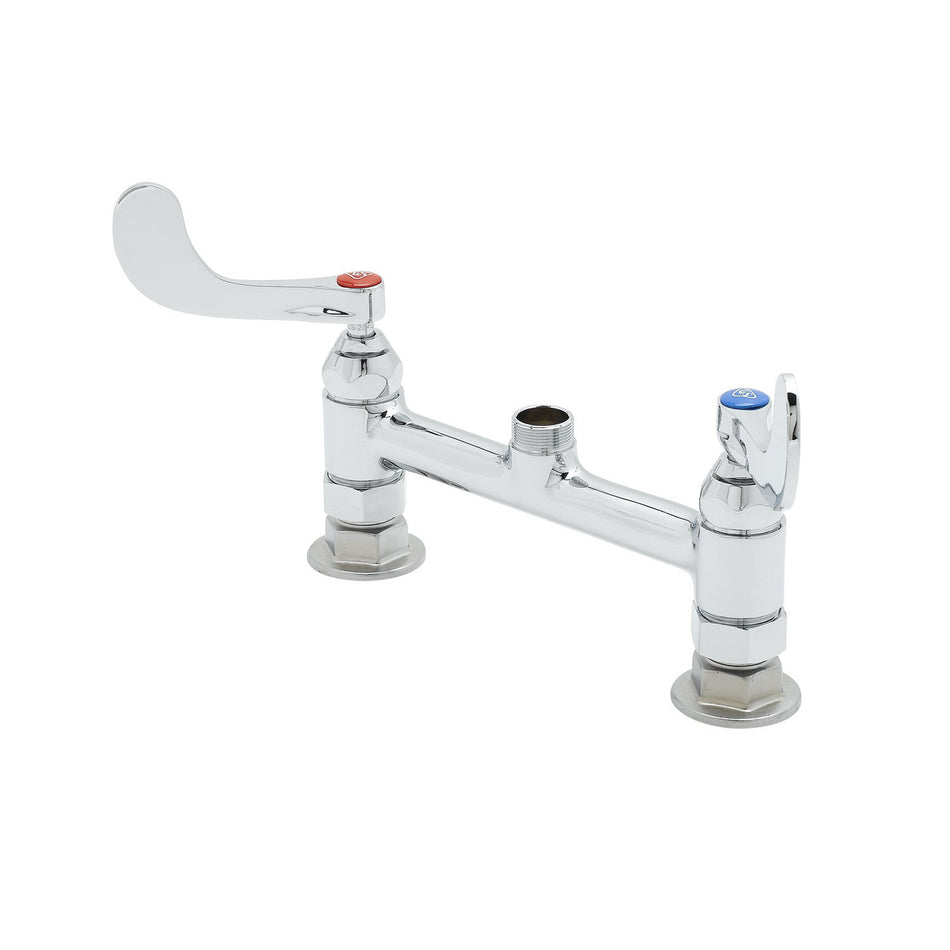 Double Pantry Faucet, 8" Deck Mount, Swivel Outlet, Eternas, 4" Wrist Handles, Less Nozzle