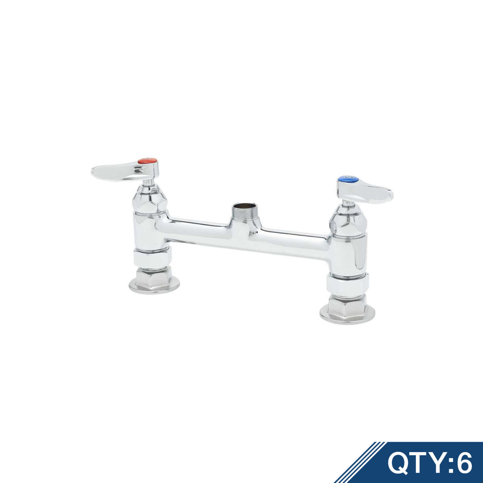 Double Pantry Swivel Base Faucets, 8" Deck Mount, Lever Handles, Less Nozzle (Qty.6)