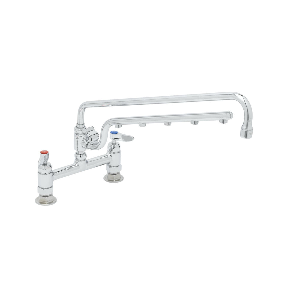 ULTRARINSE 8" Deck Mount Mixing Faucet, 18" Swing Nozzle, 16" 1.5 GPM Sprayer Arm, Quarter-Turn Cerama Cartridge w/ Check Valves, Lever Handles &1/2" NPT Female Inlets
