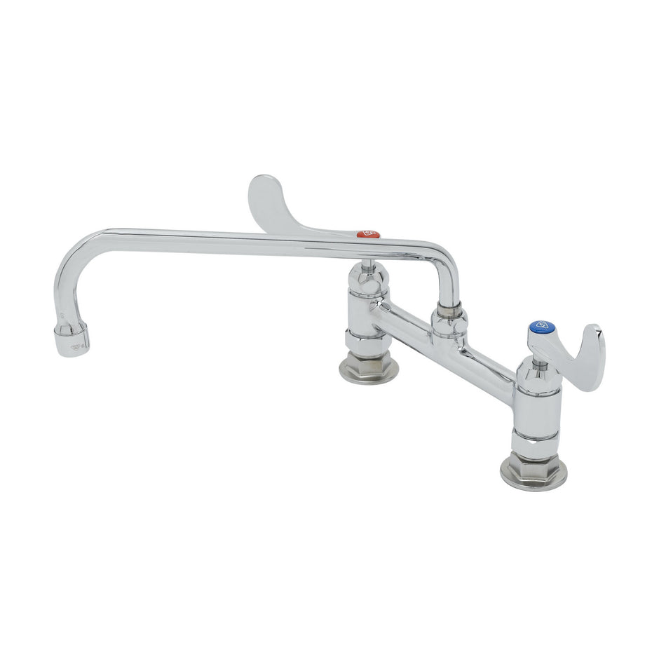 8" Double Pantry Faucet, Deck Mount, Ceramas, 12" Swing Nozzle, 2.2 GPM Laminar Device