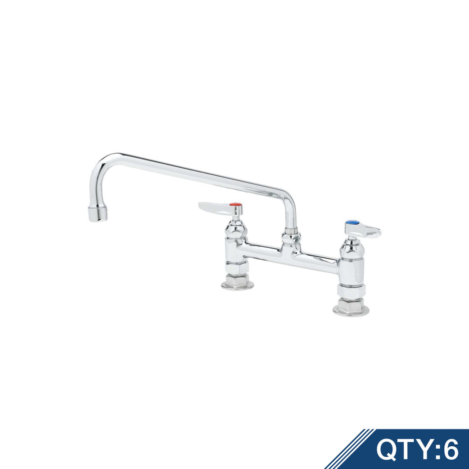Double Pantry Faucet, Deck Mount, 8" Centers, 12" Swing Nozzle (062X) (Qty. 6)