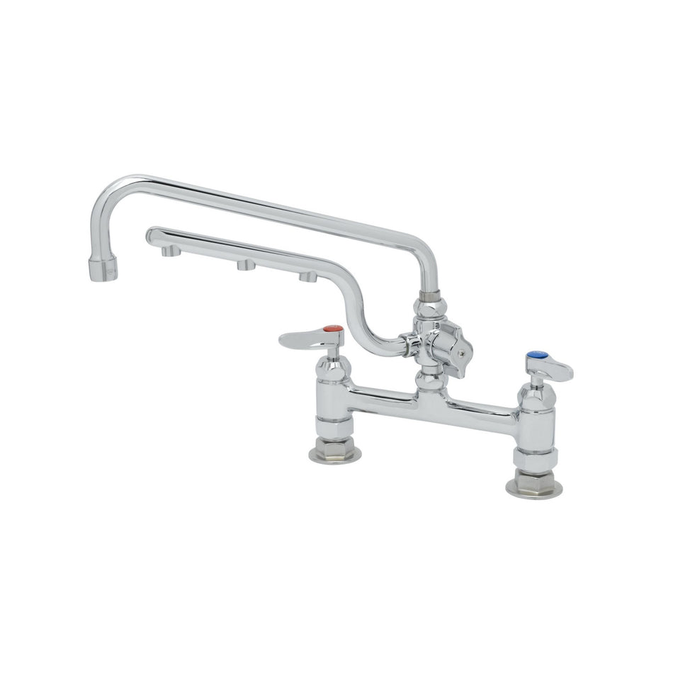 ULTRARINSE 8" Deck Mount Mixing Faucet, 12" Swing Nozzle, 10" 1.5 GPM Sprayer Arm, Quarter-Turn Cerama Cartridge w/ Check Valves, Lever Handles & 1/2" NPT Female Inlets