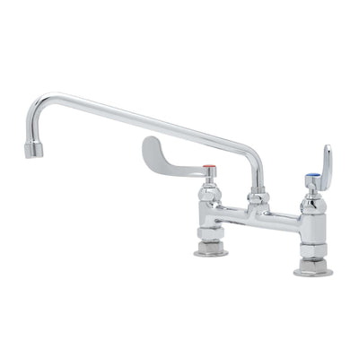 T&S Brass B-0221-WH4 Double Pantry Faucet - 12" Nozzle & 4" Wrist Handles