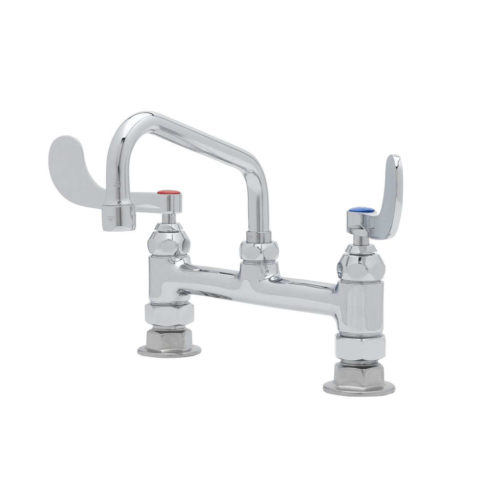 Double Pantry Faucet, 8" Deck Mount, Eternas, 6" Swing Nozzle, 4" Wrist Handles