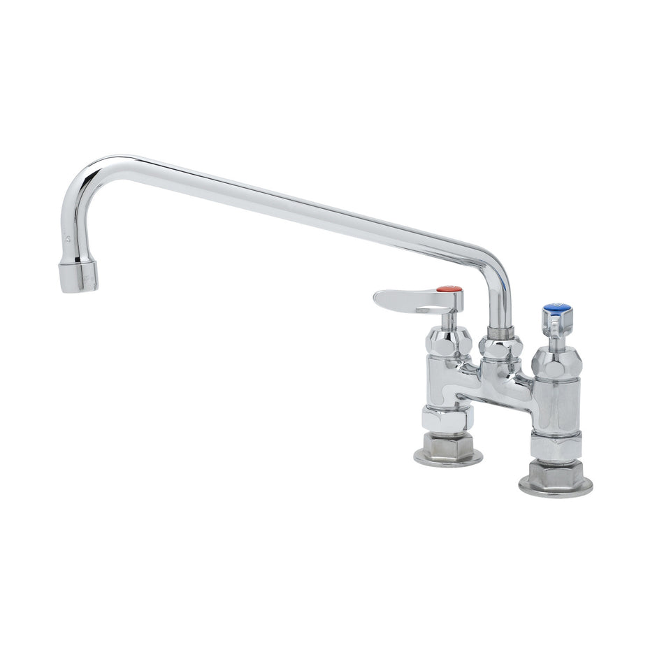 Double Pantry Faucet, Deck Mount, 4" Centers, 12" Swing Nozzle, Cerama Cartridges