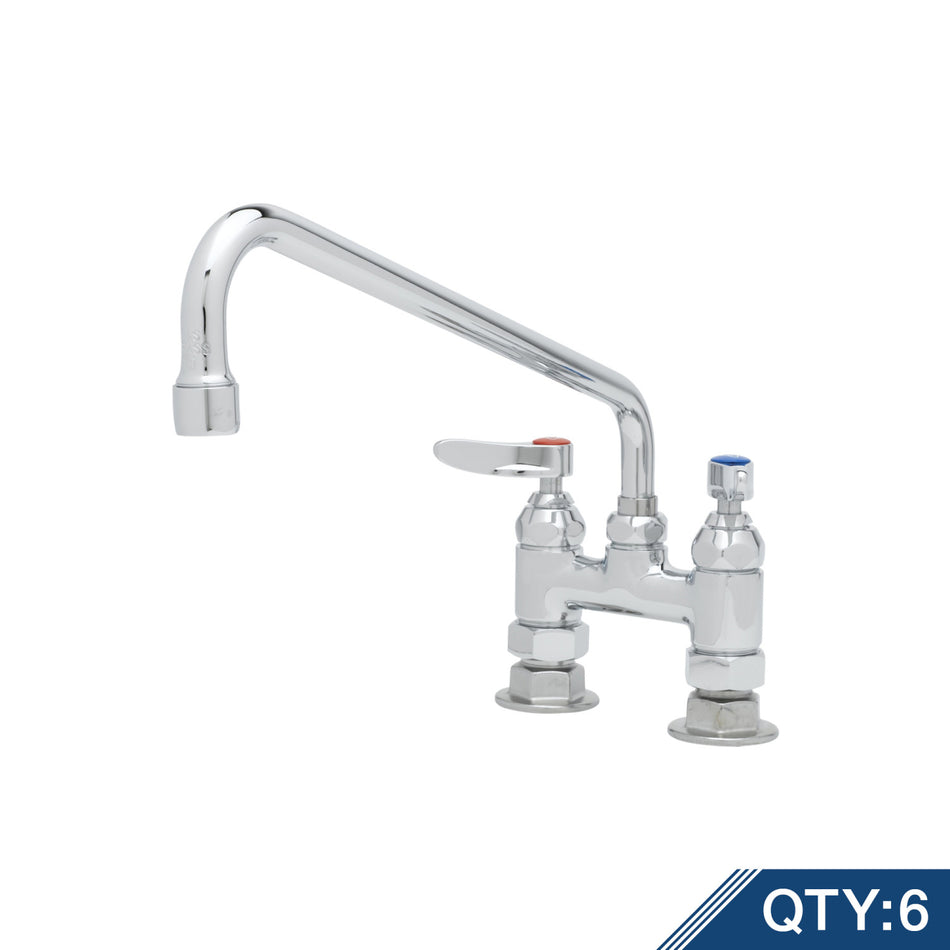 Double Pantry Faucet, Deck Mount, 4" Centers, 12" Swing Nozzle (062X) (Qty. 6)