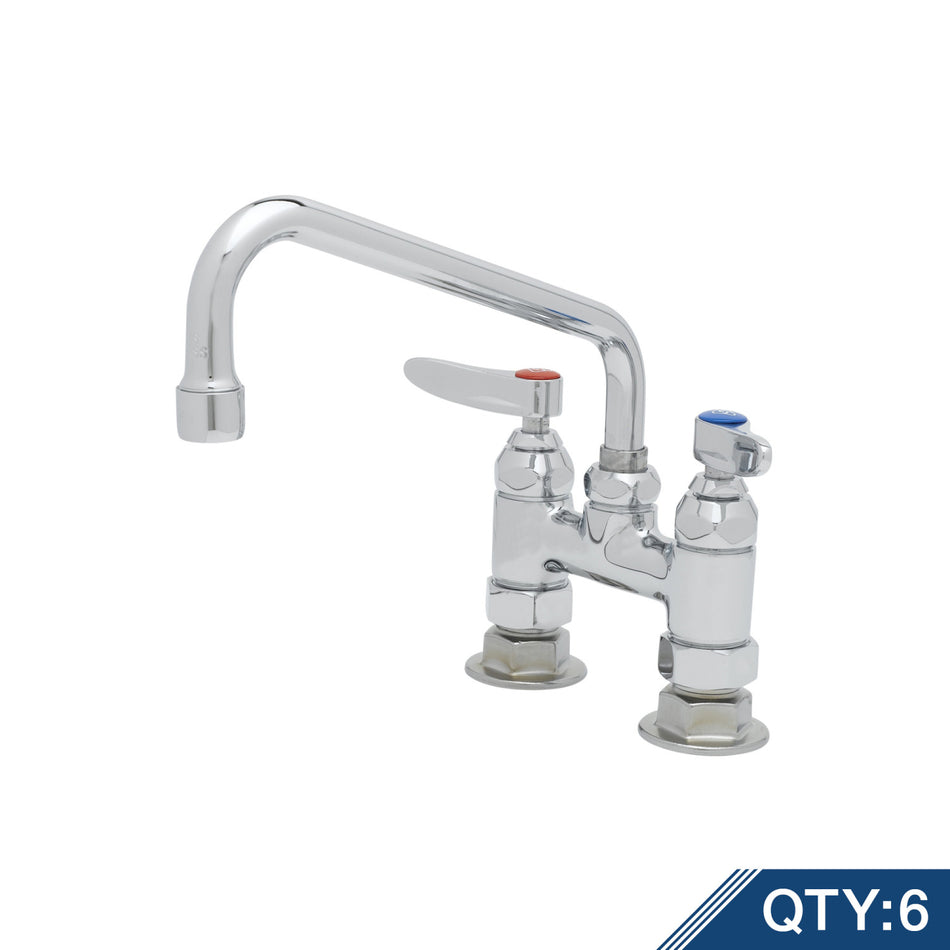 Double Pantry Faucet, Deck Mount, 4" Centers, 8" Swing Nozzle (060X) (Qty. 6)