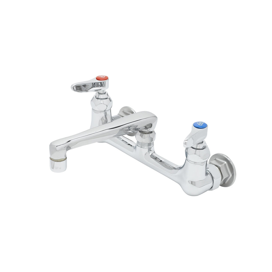 Mixing Faucet, 8" Wall Mount, 6" Cast Spout w/ Aerator, Lever Handles, Eterna Cartridges
