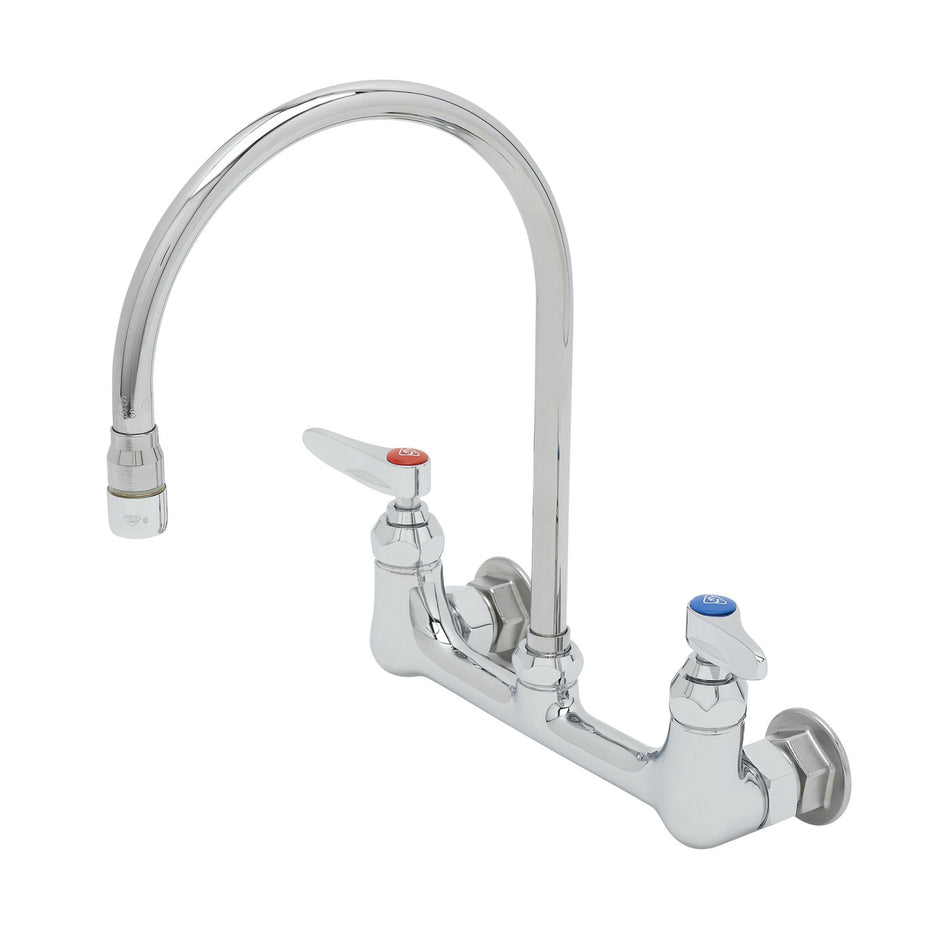 T&S Brass B-0230-134XA Double Pantry Faucet - 8" Wall Mount & Swivel GN