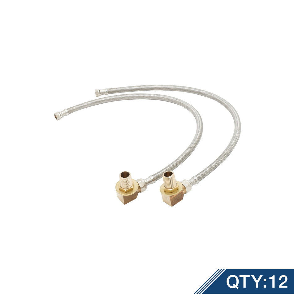(12) B-0230-KIT Master Pack w/ 1/2" Inlet Shanks, Close Elbows & 24" Flex SS Supply Hoses