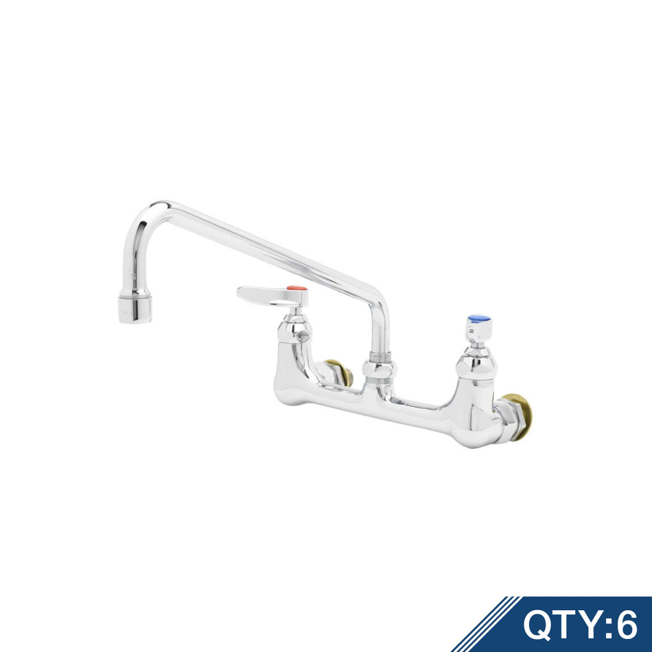 Double Pantry Faucet, Wall Mount, 8" Centers, 12" Swing Nozzle, 1/2" NPT Male Inlet Qty.6