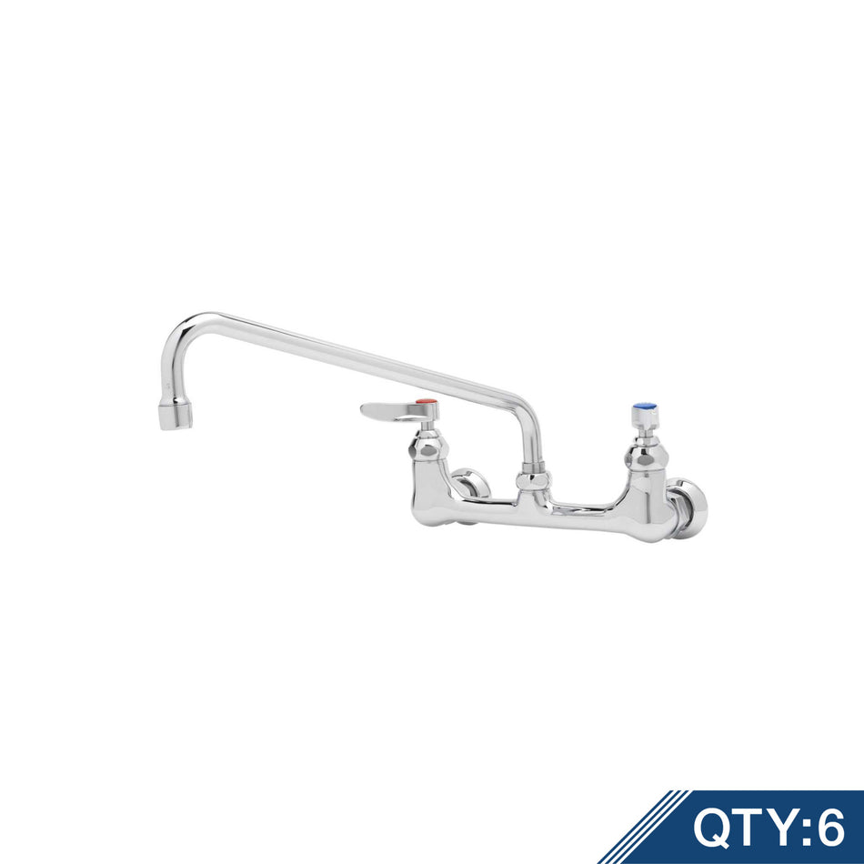 Double Pantry Faucet, Wall Mount, 8" Centers, 12" Swing Nozzle (062X), EE Inlets (Qty. 6)