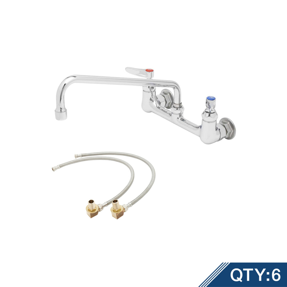 Master Pack (6) B-0231-KIT, Double Pantry Faucet, Wall Mount, 8" Centers, 12" Swing Nozzle & B-0230-KIT