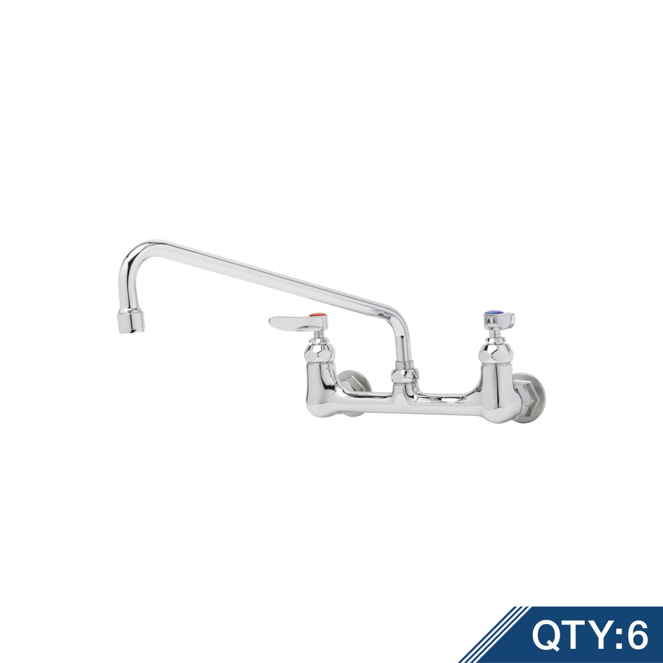 Double Pantry Faucet, Wall Mount, 8" Centers, 12" Swing Nozzle (Qty. 6)