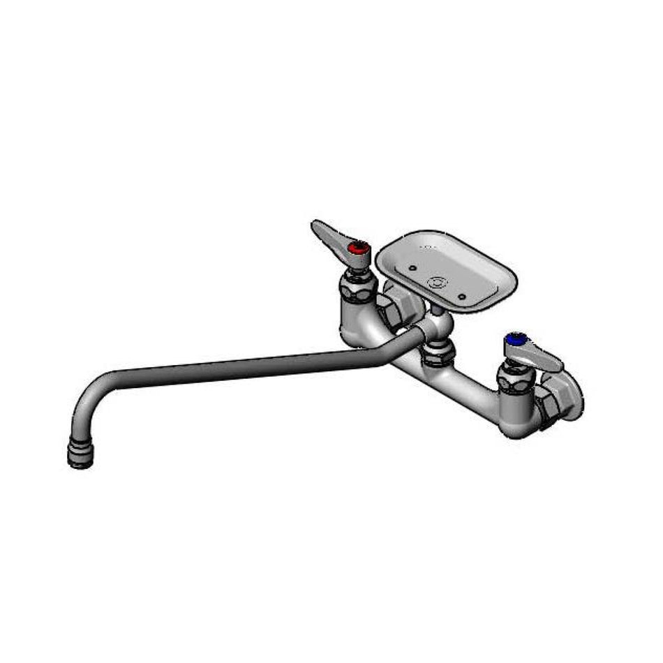 Double Pantry Faucet, Wall Mount, 8" Centers, 18" Swing Nozzle with Soap Dish