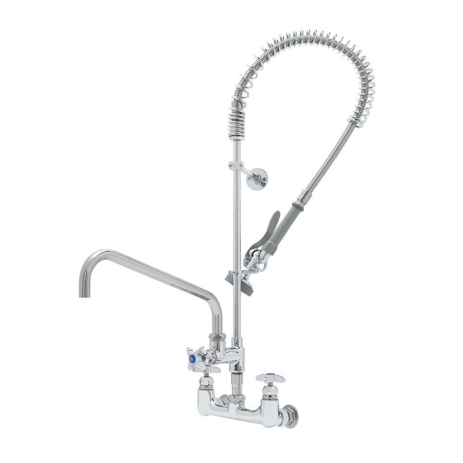 T&S Big-Flo Pre-Rinse Unit: 8" Wall Mount, Add-On w/ 14" Swing Nozzle, 36" Hose & B-0107 Spray Valve & 12" Wall Bracket