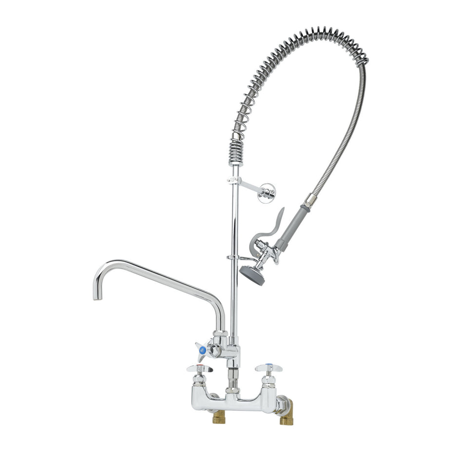 T&S Big-Flow Pre-Rinse Unit: 8" Wall Mount, 14" Nozzle, ADF, Spray Valve, Inlet Supply Nipples