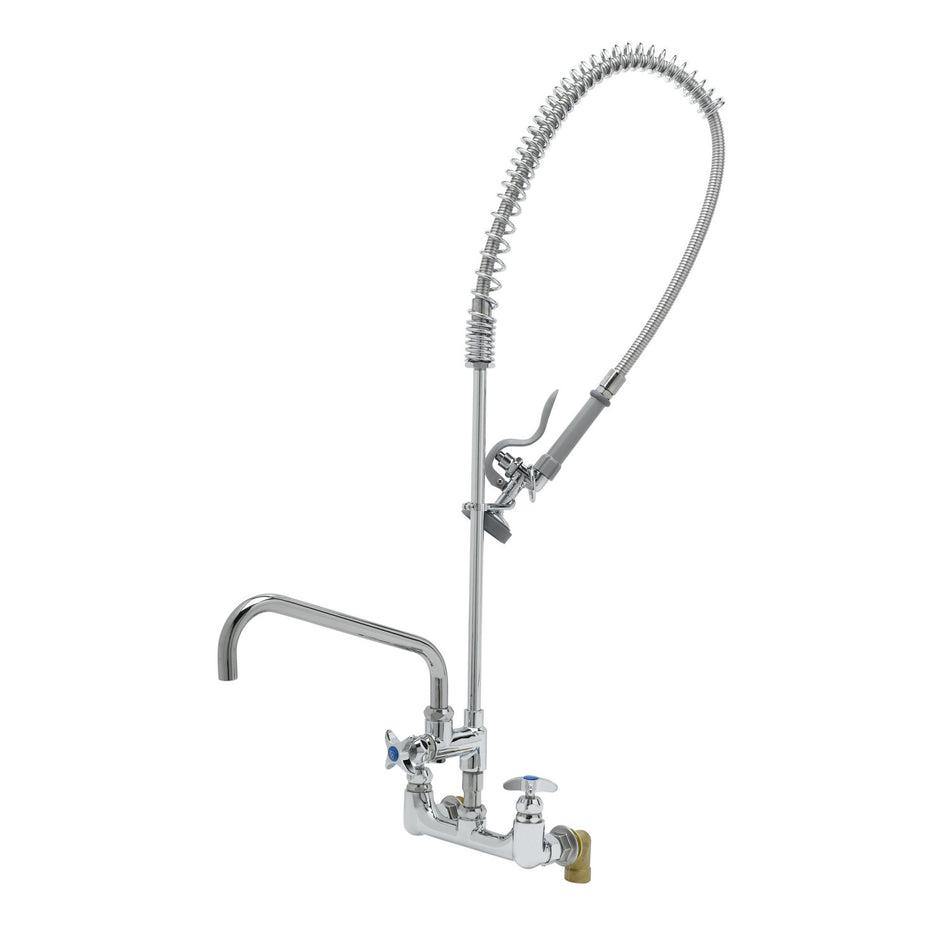 T&S Big-Flo Pre-Rinse Unit: 8" Wall Mount, 12" Add-On Faucet, Spray Valve