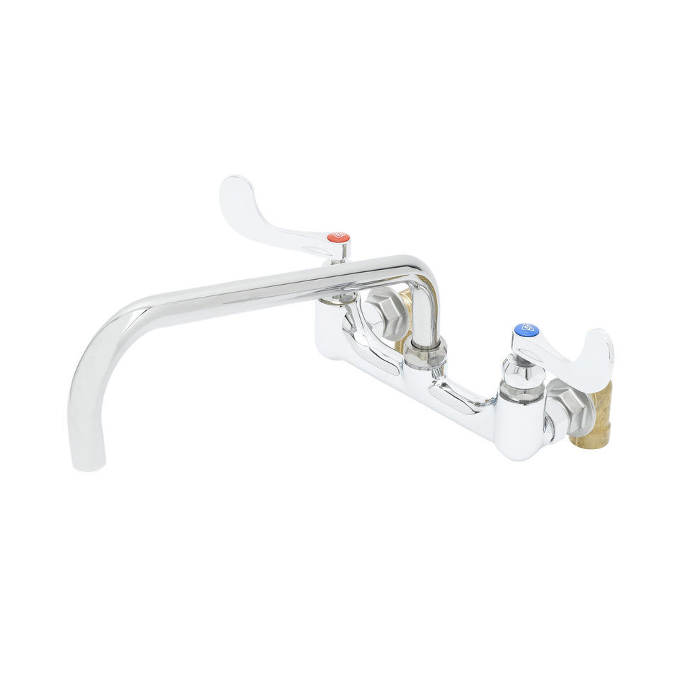 Big-Flo Mixing Faucet, 8" Wall Mount, 14" Swing Nozzle, Wrist Handles, 00LL Inlet Elbows