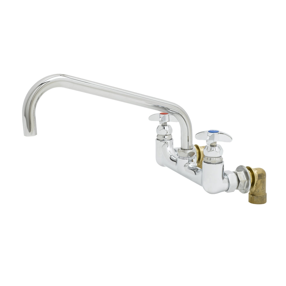 Big-Flo Mixing Faucet, 8" Wall Mount, 12" Swing Nozzle, Inlet Elbows, 3/4" BSPT Threads
