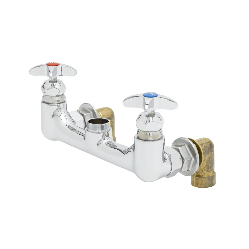Big-Flo Mixing Faucet, Swivel Outlet, 8" Wall Mount, 00LL Inlet Elbows, Less Nozzle