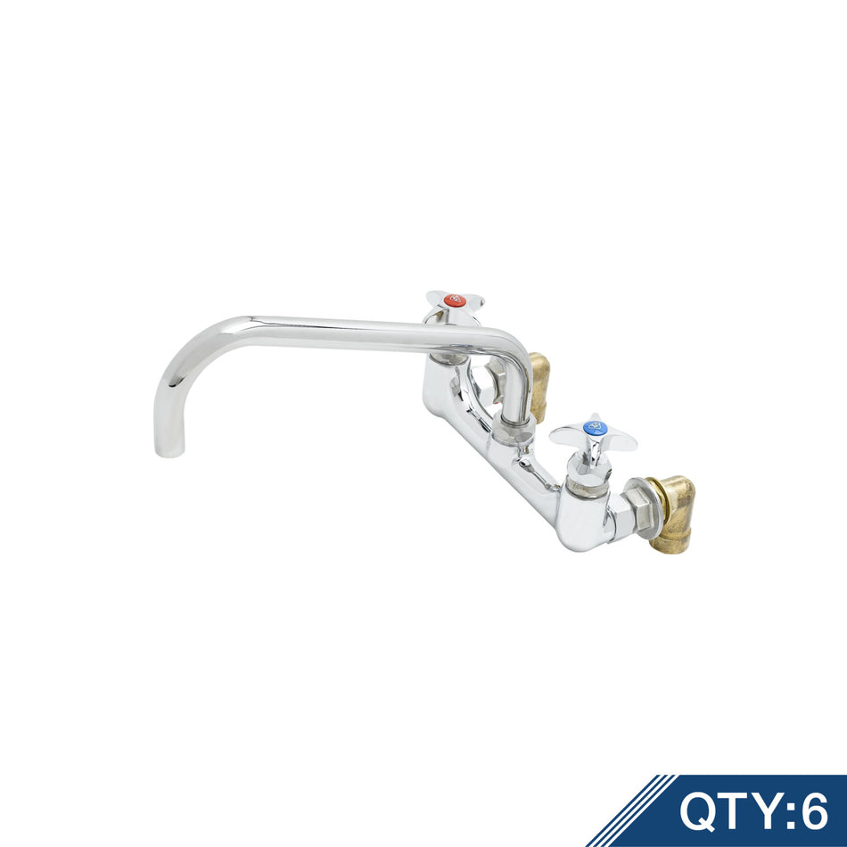Big-Flo Mixing Faucet, Wall Mount, 8" Centers, 12" Swing Nozzle, LL Inlets (Qty. 6)