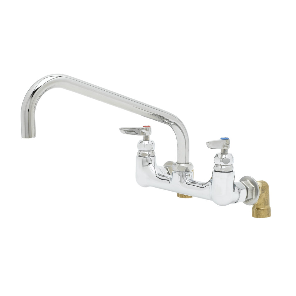 Big-Flo Mixing Faucet, 8" Wall Mount, 12" Swing Nozzle, Solid Brass Chrome-Plated Handles