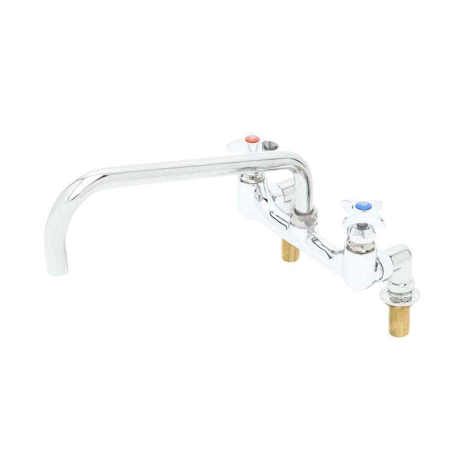 Big-Flo Mixing Faucet, 8" Deck Mount, 14" Swing Nozzle, 00YY 3/4" NPT Inlet Flanges, & 3/4" NPT Supply Nipples