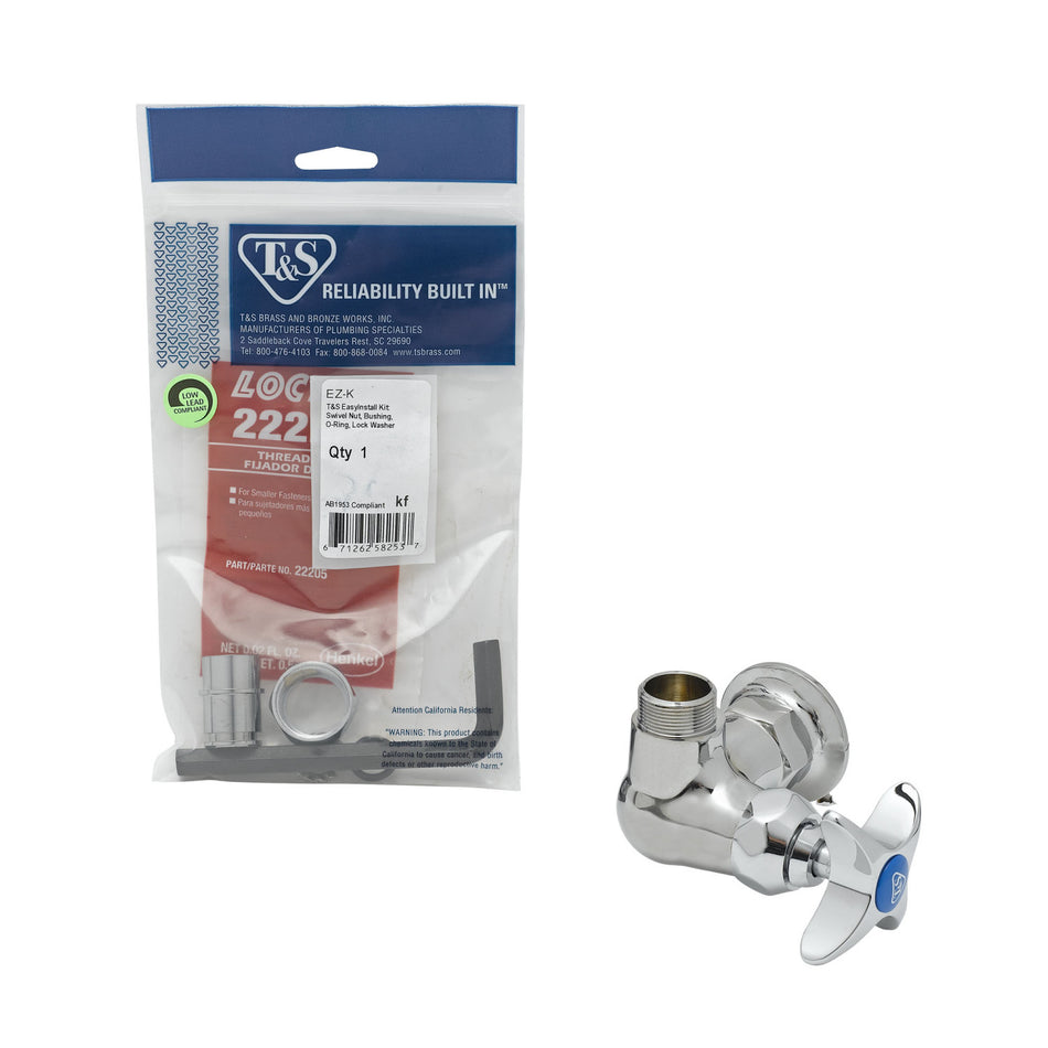 T&S B-0310-LN Single Sink Faucet, 1/2" IPS Female, Wall Mount