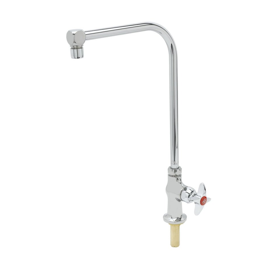 Faucet, Single Temp, High-Arc Gooseneck, 4-Arm Handle & Red Index, 2.2 GPM Aerator
